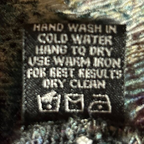 Casual Studio SZ M Navy /red abstract sheer button front blouse artsy graphic - Picture 7 of 9